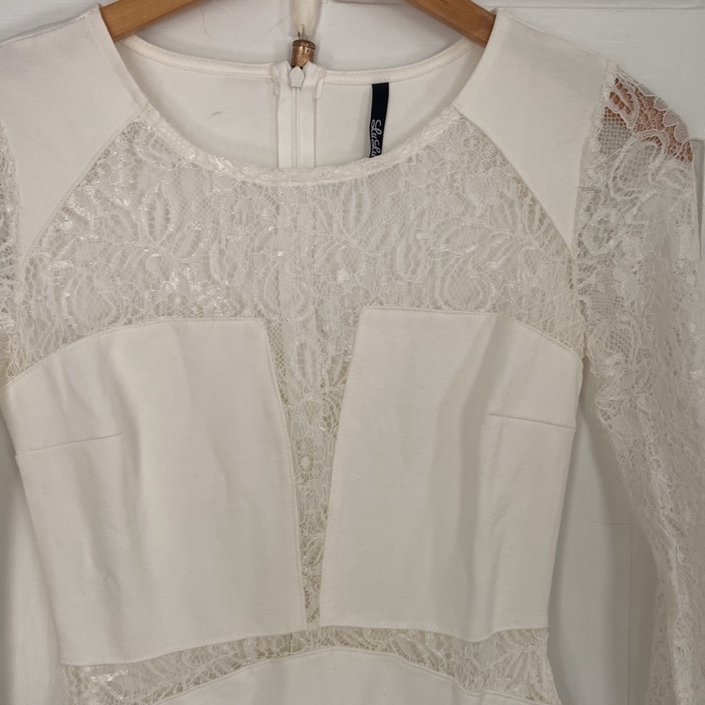 Lulus white mini bodycon and lace dress - Picture 2 of 6
